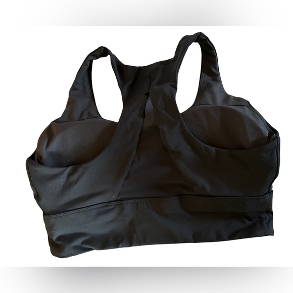 Black long line racerback with mesh V yoga sports athletic bra size large NWOT - Picture 4 of 5